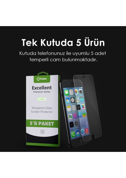 Apple iPhone 5/5s/se Temperli Ekran Koruyucu Cam Ekonomik 5'li Paket modelleri