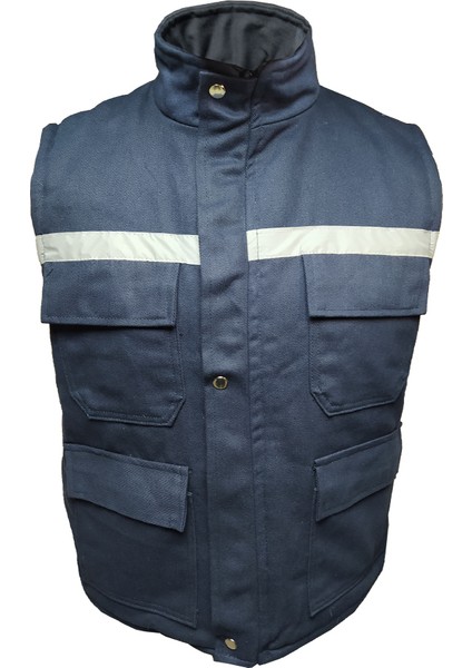 Çamdalı Iş Elbiseleri - Iş Yeleği Kapitoneli ve Reflektörlü Lacivert Kalın Işçi Yeleği