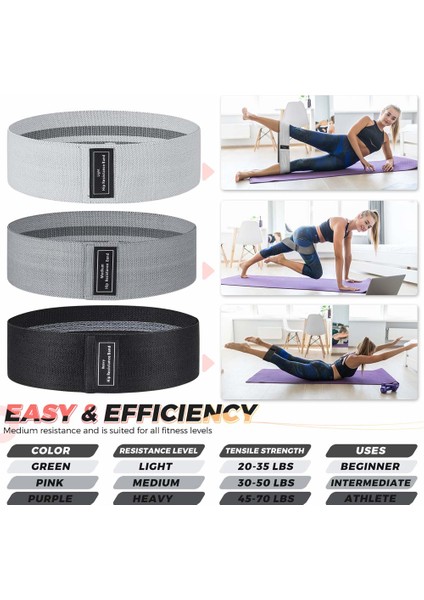 Pilates ve Yoga Direnç Bandı 3'lü Paket