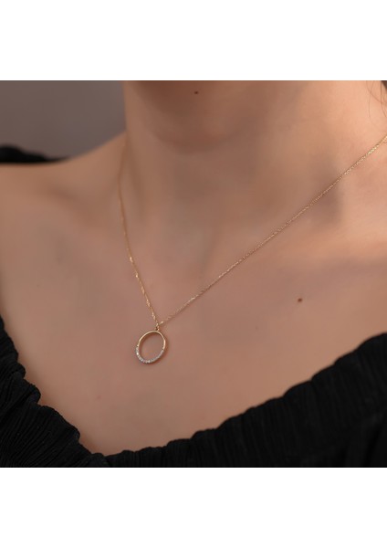 Ayyıldız Kuyumculuk Kadın Yarım Taşlı Halka Kolye