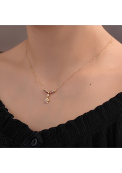 Ayyıldız Kuyumculuk Kadın Üç Renk Toplu Yonca Altın Kolye