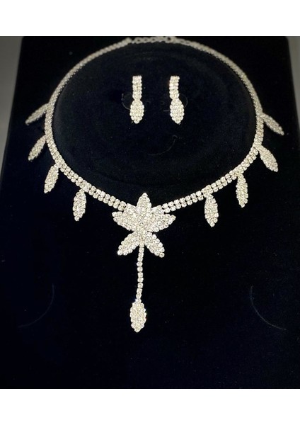 Kristal Taşlı Kadın Gümüş Kaplama Set