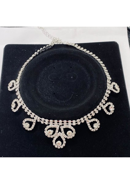 Kristal Taşlı Kadın Gümüş Kaplama Set