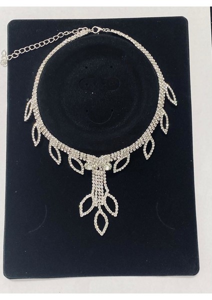 Kristal Taşlı Kadın Gümüş Kaplama Set