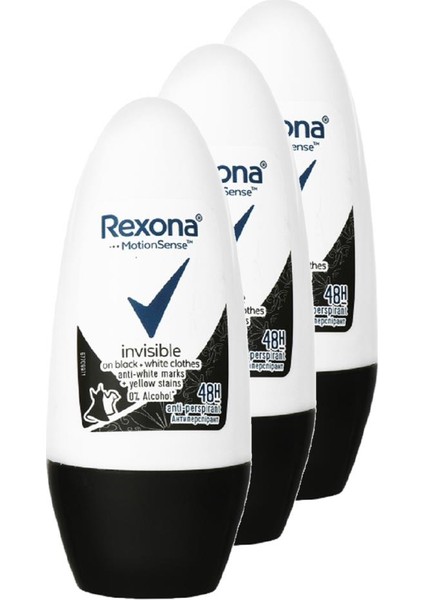 Invisible Black White Kadın Roll-On 50 ml 3'lü Paket