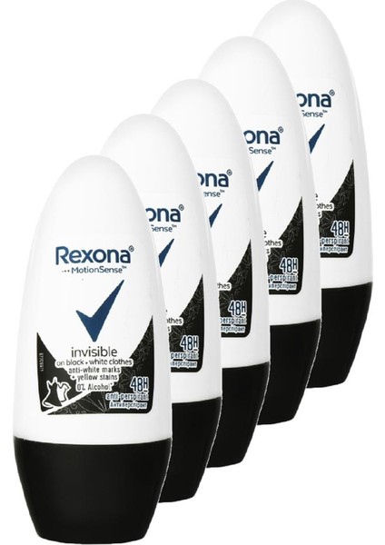 Invisible Black White Kadın Roll-On 50 ml 5'li Paket