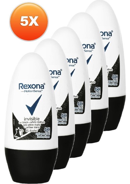 Invisible Black White Kadın Roll-On 50 ml 5'li Paket
