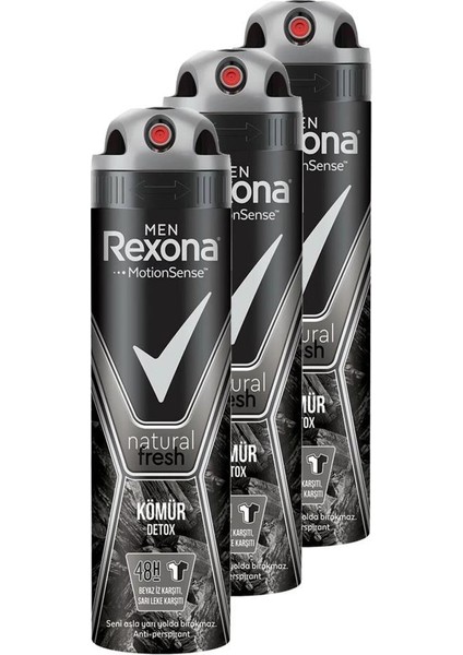Men Natural Fresh Kömür Detox Erkek Deodorant 150 ml 3'lü Set