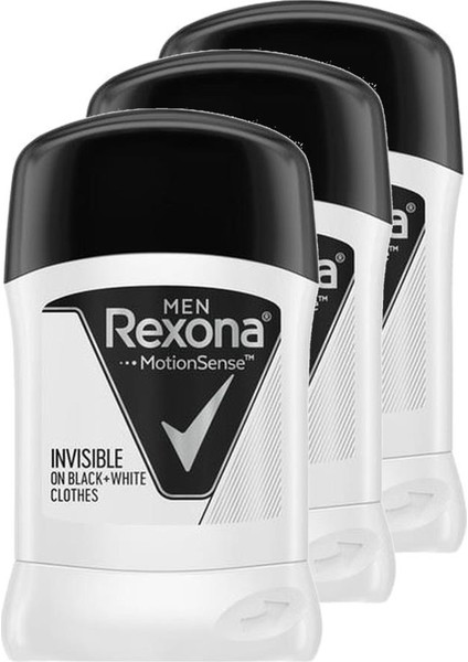 Invisible Black White Erkek Stick Deodorant 50 ml 3'lü Set