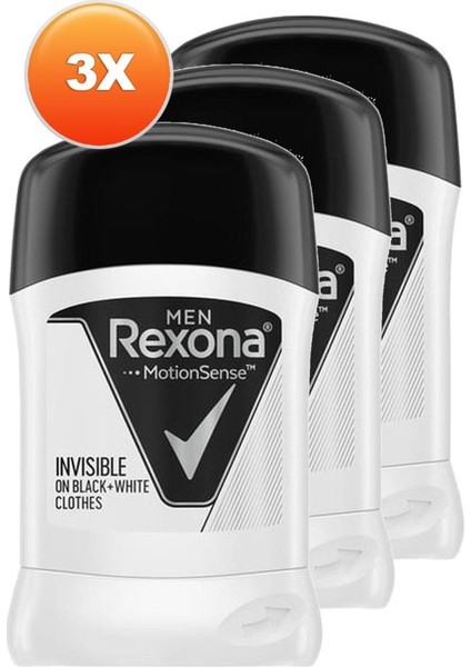 Invisible Black White Erkek Stick Deodorant 50 ml 3'lü Set