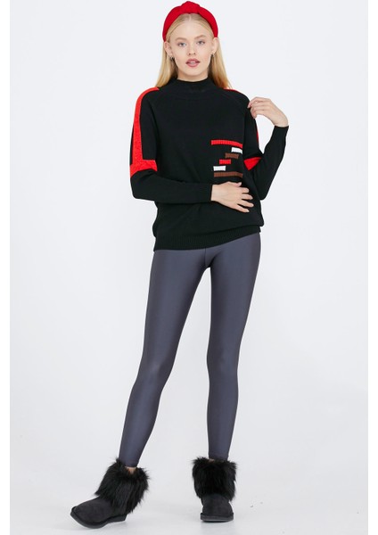 Yarım Balıkçı Kadın Triko Kazak - Siyah modelleri