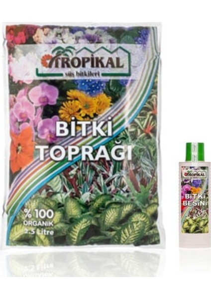 e-Botanik Organik Genel Bitki Toprak 2,5 lt ve Genel Bitki Besini 225 ml