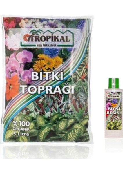 e-Botanik Organik Genel Bitki Toprak 5 lt ve Genel Bitki Besini 225 ml