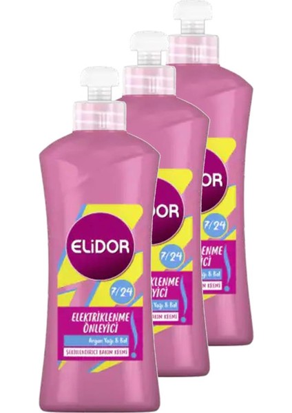 7/24 Krem Elektriklenme Önleyici Saç Şekillendirici 300 ml 3'lü Paket