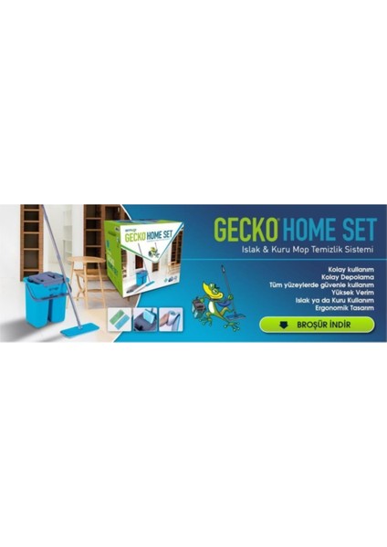 Temizlik Seti Mikrofiber Mop Yer Duvar Silme Gecko Home Tablet Mop