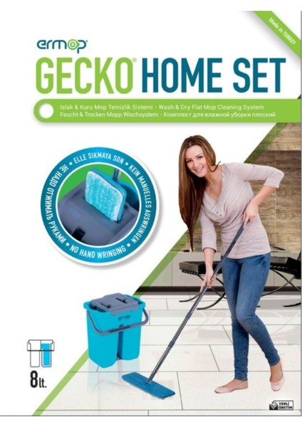 Temizlik Seti Mikrofiber Mop Yer Duvar Silme Gecko Home Tablet Mop