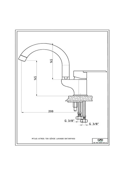 Gpd Atros Tek Gövde Lavabo Bataryası MTL65