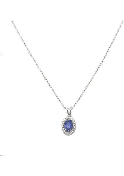 0.10 Karat Pırlantalı Safir Kolye