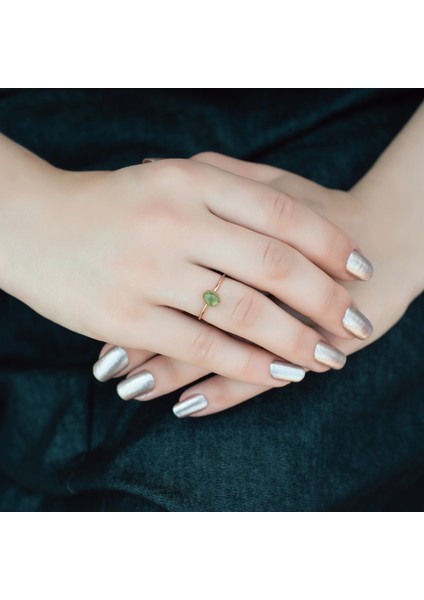 Ayyıldız Kuyumculuk Kadın Yeşil Turmalin Taşlı Altın Yüzük