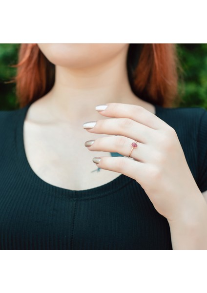 Ayyıldız Kuyumculuk Kadın Mor Turmalin Taşlı Altın Yüzük