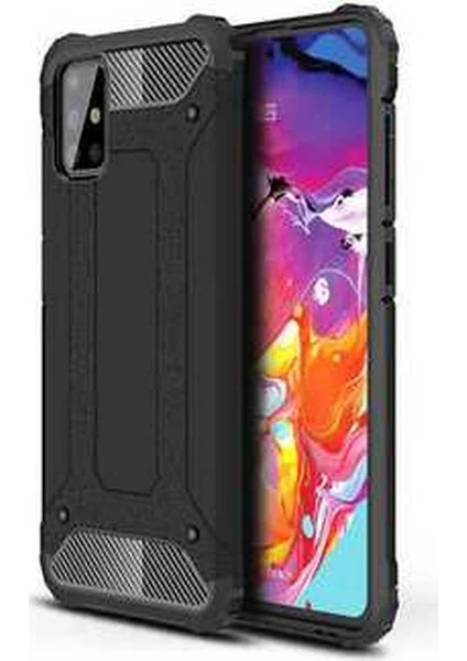 Case 4U Galaxy M31S Kılıf Kamera Korumalı Military Armor Çift Katmanlı Crash Silikon Kılıf Siyah