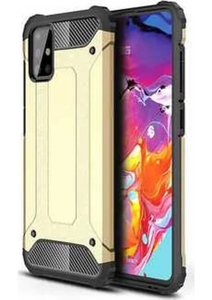 Case 4U Galaxy M31S Kılıf Kamera Korumalı Military Armor Çift Katmanlı Crash Silikon Kılıf Altın