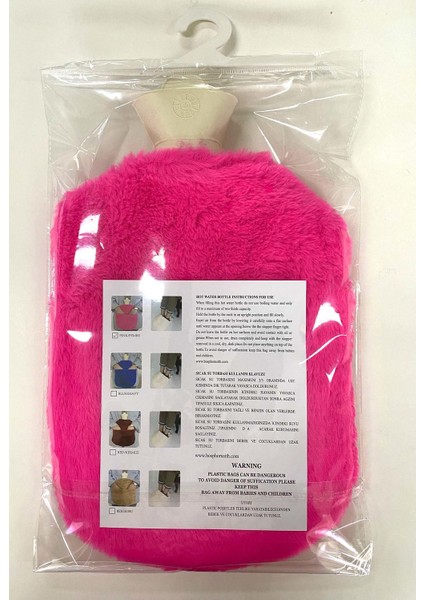 Sıcak Su Torbası Cepli Model Peluş,pembe Renkli Termofor 35X23X2CM 2 lt