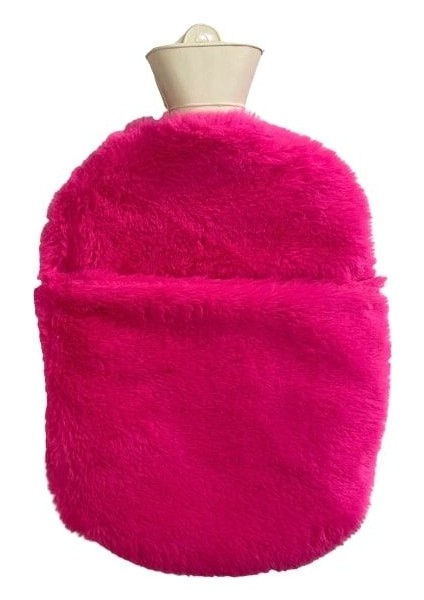 Sıcak Su Torbası Cepli Model Peluş,pembe Renkli Termofor 35X23X2CM 2 lt