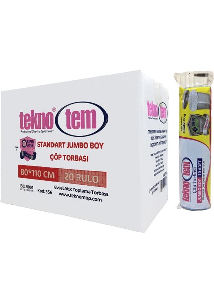 Jumbo Boy Çöp Torbası Mavi 80X110 cm 10X20 Rulo 1 Koli