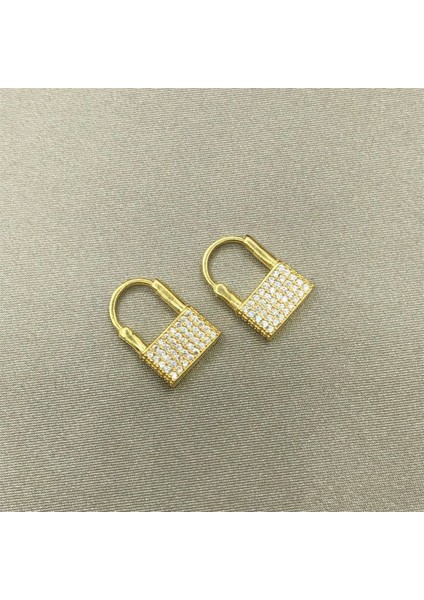 Gold Kaplama Taşlı Asma Kilit Küpe fiyatları