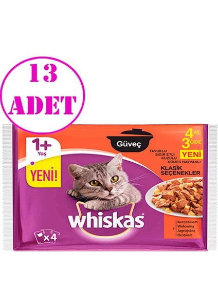 Pouch Güveç Sığır Etli Kedi Konservesi 4 x 85 gr 13 Adet