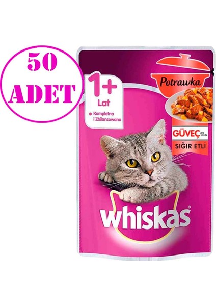 Pouch Güveç Sığır Etli Kedi Konservesi 85 gr 50 Adet