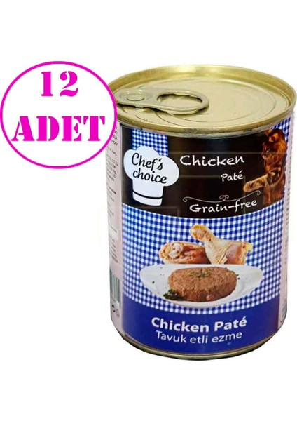 Chefs Choice Tavuk Etli Ezme Tahılsız Kedi Konserve Maması 400 gr 12 Adet