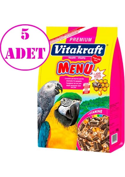 Menü Premium Papağan Yemi 1000 gr 5 Adet