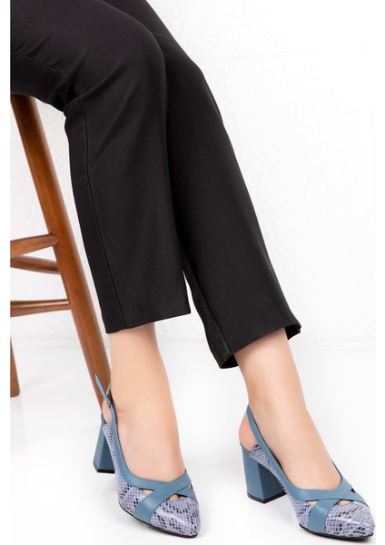 Deri Yılan Desen Ayrıntılı Topuklu Ayakkabı ŞHN.0738 fiyatları