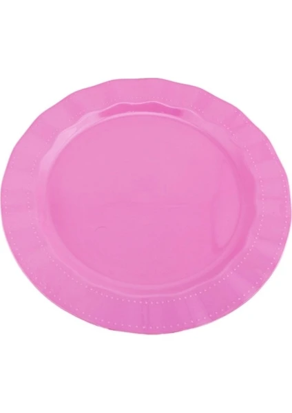 Lüks Sert Plastik Tabak Renkli 18 cm 6 Adet Pembe