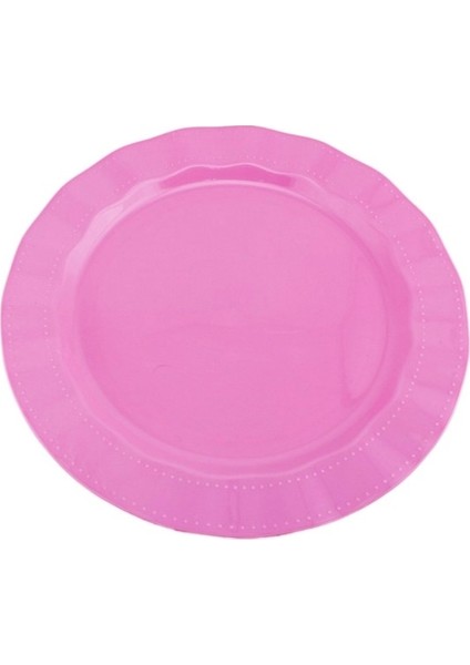 Lüks Sert Plastik Tabak Renkli 22CM 6 Adet Pembe