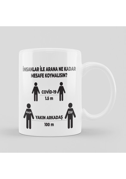 Hediye Corona Sosyal Mesafe Kupa Bardak