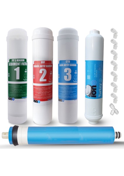 Iono 12" 5 Aşama Standart Membranlı Inline Su Arıtma Filtre Seti