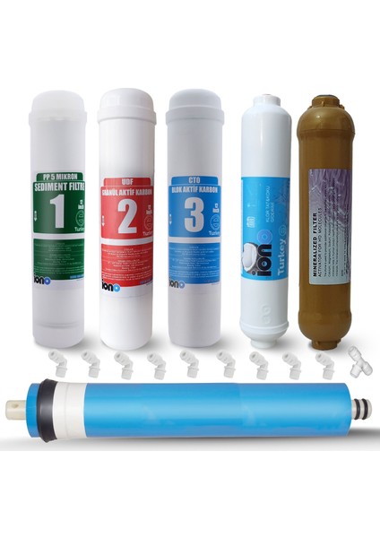 Iono 12" 6 Aşamalı Mineral Filtreli Inlini Su Arıtma Filtre Seti