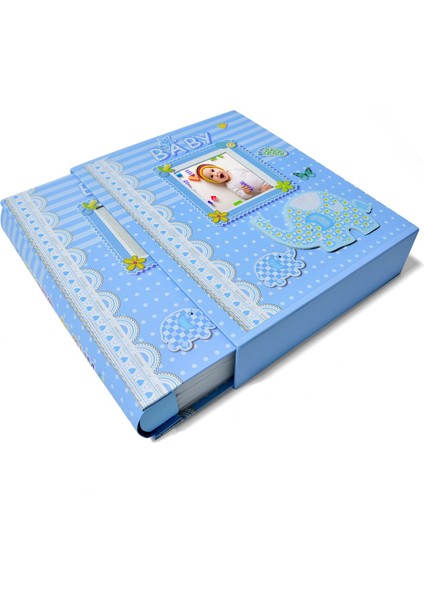 15X21 100'LÜK Erkek Çocuk Bebek Çocuk Fotoğraf Albüm - Mavi