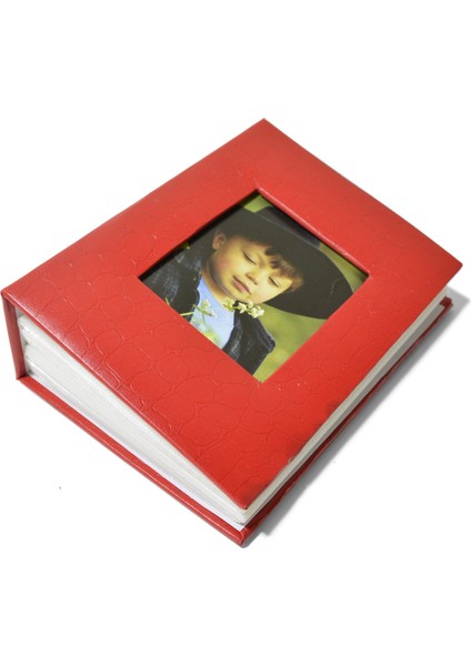 100'LÜK Pencereli 10X15 Deri Fotoğraf Albümü Kırmızı