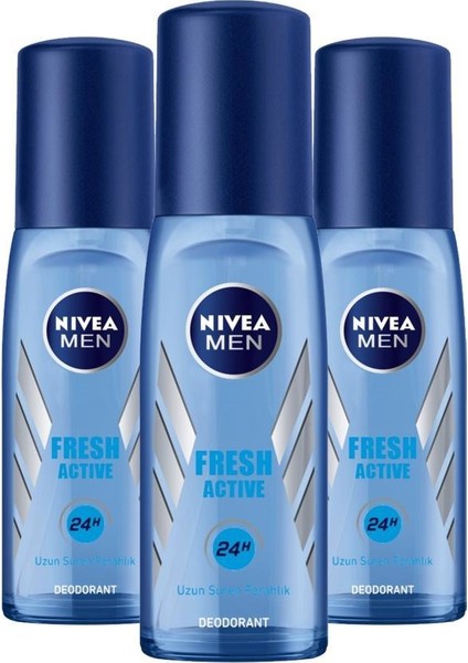 Deodorant Erkek Fresh Active Pump Sprey 75 ml x3