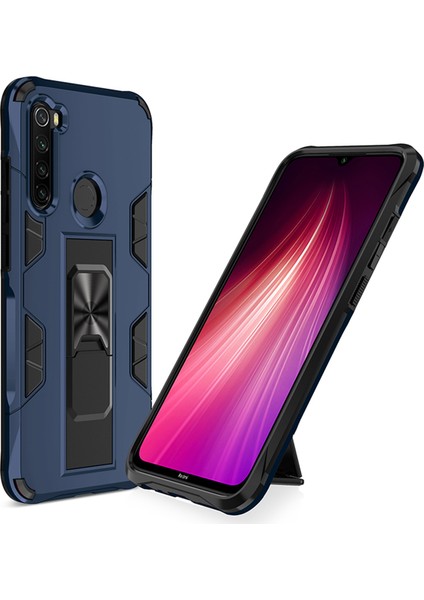 Xiaomi Redmi Note 8 Kapak Standlı Mıknatıslı Tank Kılıf - Lacivert