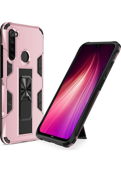 Xiaomi Redmi Note 8 Kapak Standlı Mıknatıslı Tank Kılıf - Rose Gold