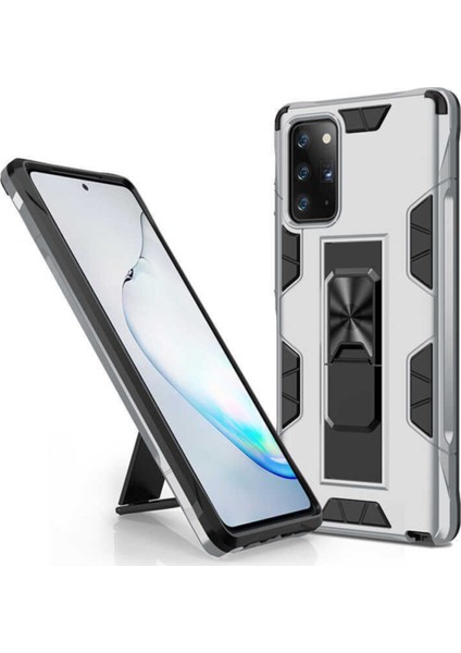 Samsung Galaxy Note 20 Kapak Standlı Mıknatıslı Tank Kılıf - Gri