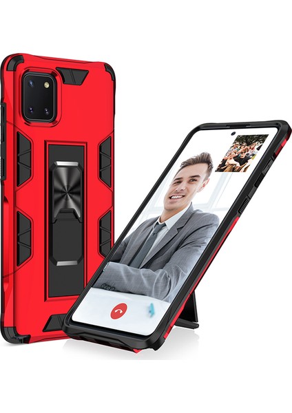 Samsung Galaxy A81 Kapak Standlı Mıknatıslı Tank Kılıf - Kırmızı