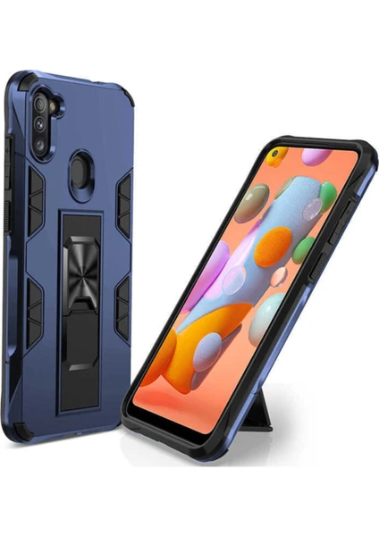 Caseart Samsung Galaxy A11 Kapak Standlı Mıknatıslı Tank Kılıf - Lacivert