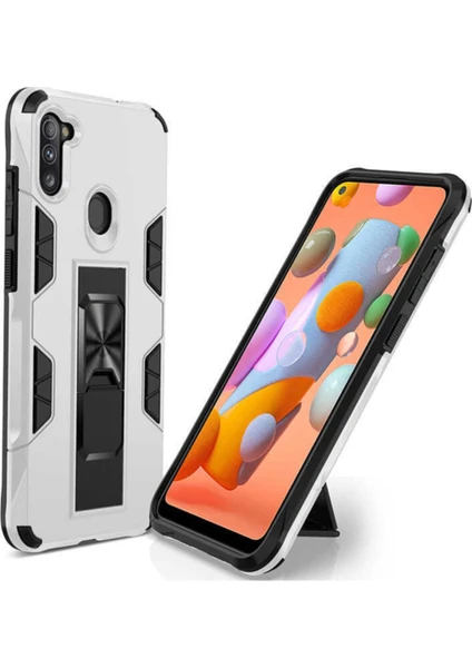 Caseart Samsung Galaxy A11 Kapak Standlı Mıknatıslı Tank Kılıf - Gri