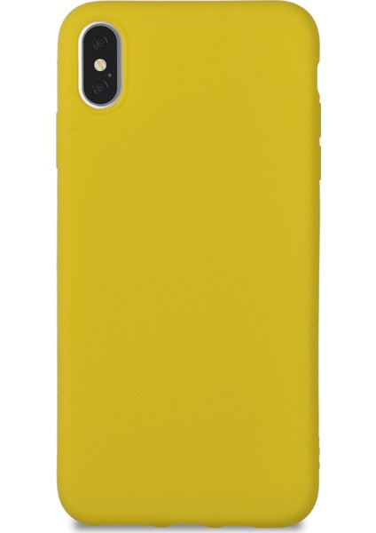 Apple iPhone XS Max Kılıf Kamera Korumalı Premier Silikon Kapak - Sarı